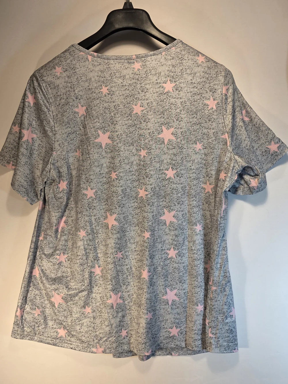 NEW Showmall Women Pajamas Babydoll Top With Shorts Size XL Gray Pink Stars Soft